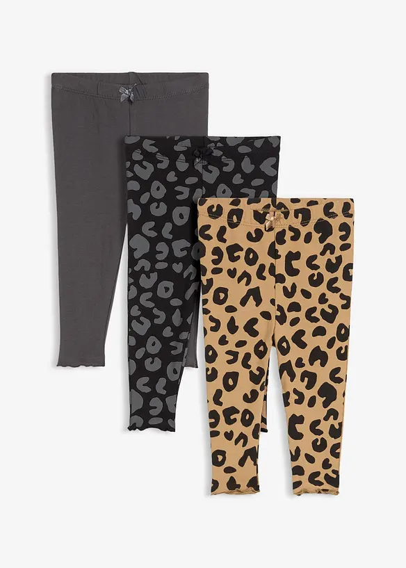 Baby Leggings aus reiner Bio-Baumwolle (3er Pack) in beige von vorne - bonprix