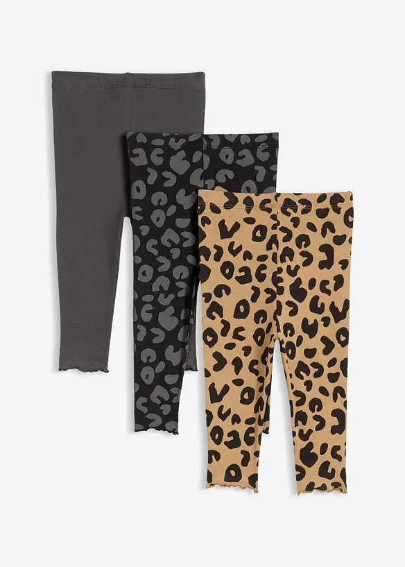 Baby Leggings aus reiner Bio-Baumwolle (3er Pack) in beige von hinten - bonprix