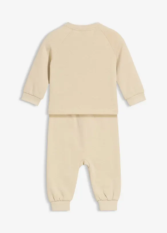 Weiches Sweatshirt und Hose mit Bio-Baumwolle (2-tlg.Set) in beige von hinten - bonprix