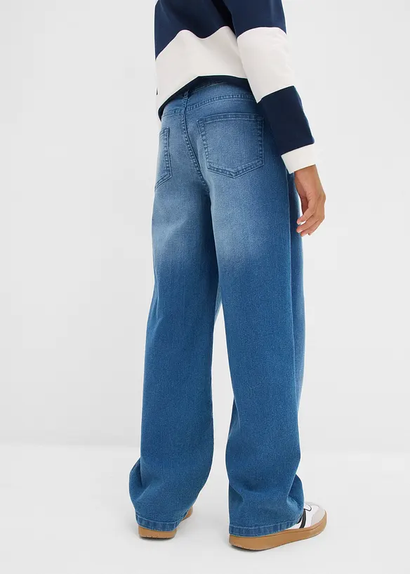 Loose-Fit Jeans mit verstellbarem Bund, Straight in blau von hinten - bonprix