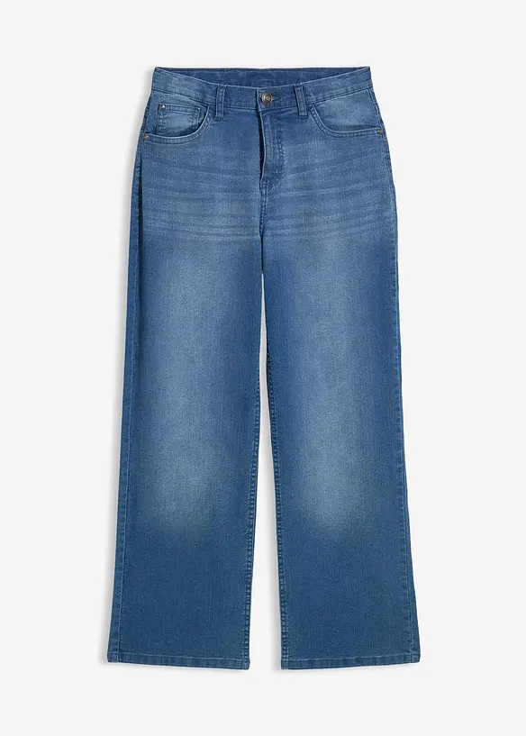 Loose-Fit Jeans mit verstellbarem Bund, Straight in blau von vorne - bonprix