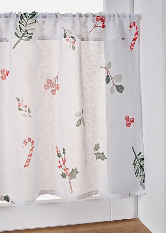 Scheibengardine mit Weihnachtsmotiv in weiß (Detailaufnahme) - bonprix