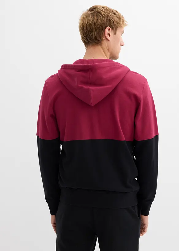 Kapuzen-Sweatjacke aus reiner Bio-Baumwolle in rot von hinten (im Anschnitt) - bonprix