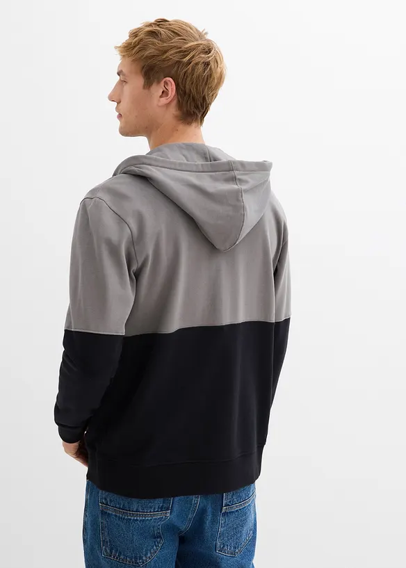 Kapuzen-Sweatjacke aus reiner Bio-Baumwolle in grau von hinten (im Anschnitt) - bonprix