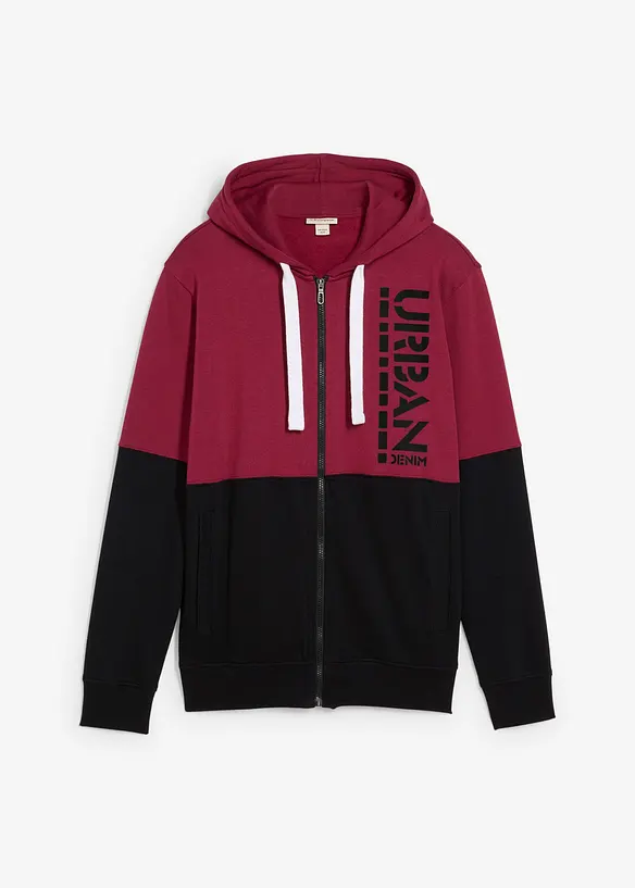 Kapuzen-Sweatjacke aus reiner Bio-Baumwolle in rot von vorne - bonprix
