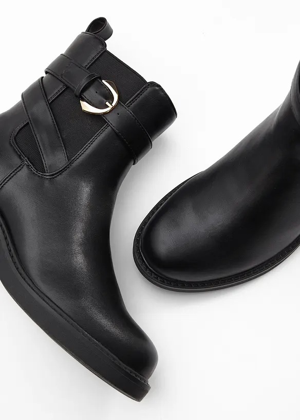 Chelsea-Boots mit Schnalle in schwarz - bonprix
