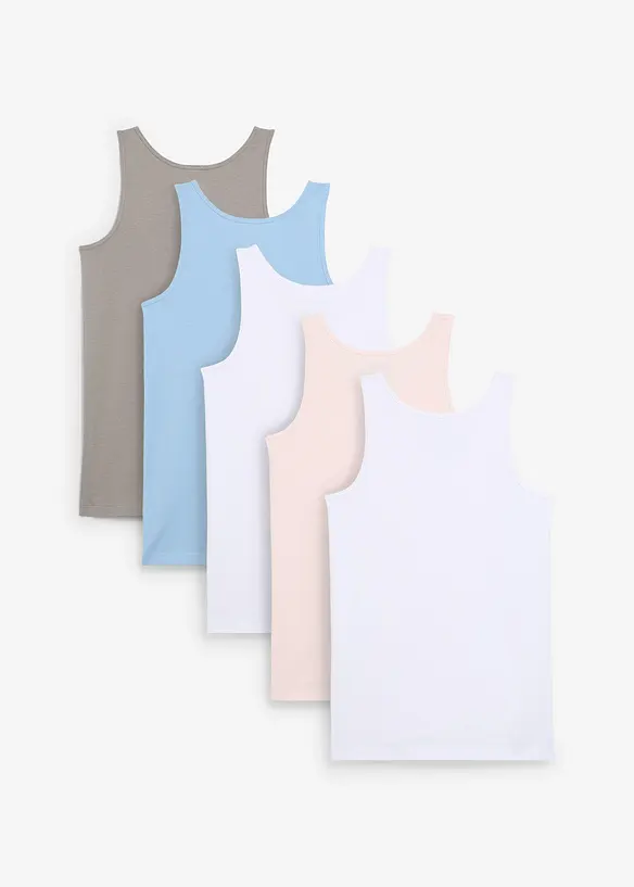 Unterhemd mit weicher Baumwolle und Satin-Schleife (5er Pack) in rosa von hinten - bonprix