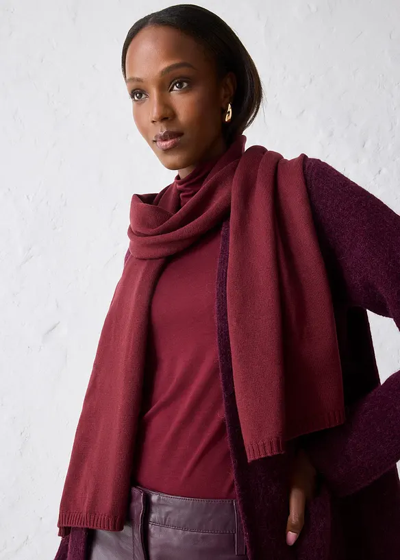 Feinstrickschal mit Merinowolle in rot von vorne (im Anschnitt) - bonprix