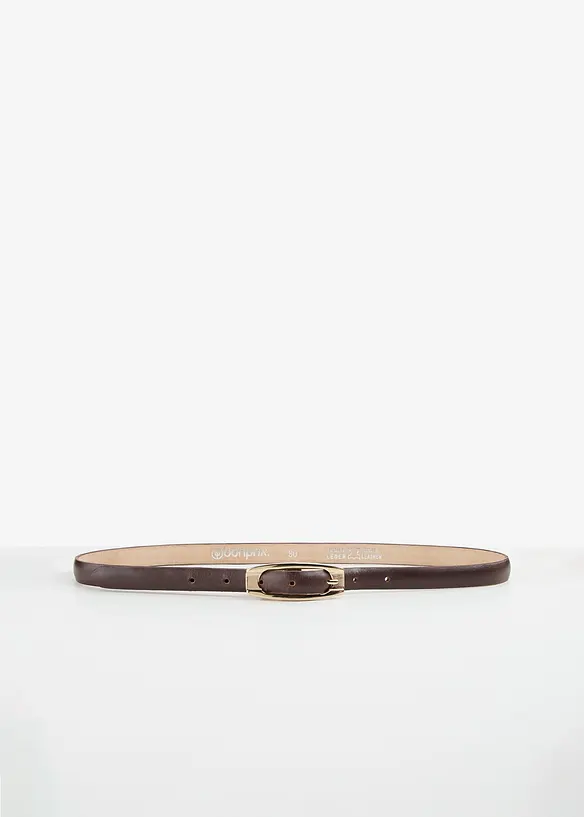 schmaler Ledergürtel in braun von vorne - bonprix