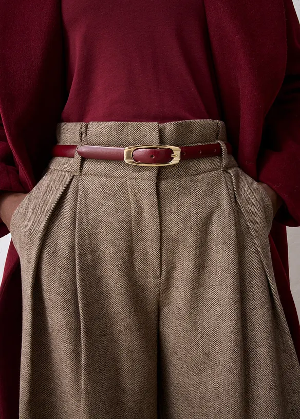 schmaler Ledergürtel in rot (Detailaufnahme) - bonprix