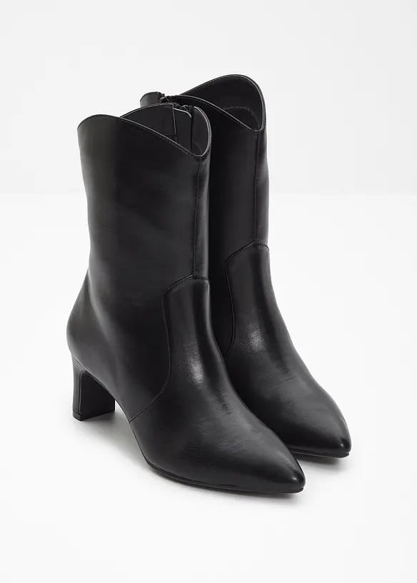 Stiefeletten mit Blockabsatz in schwarz - bonprix