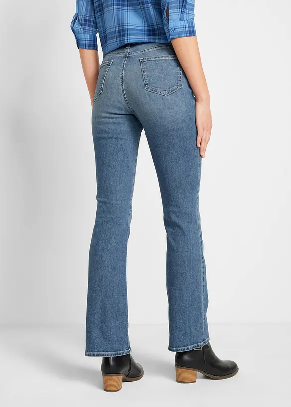 Bootcut Jeans Mid Waist, Bio-Baumwolle in blau von hinten - bonprix