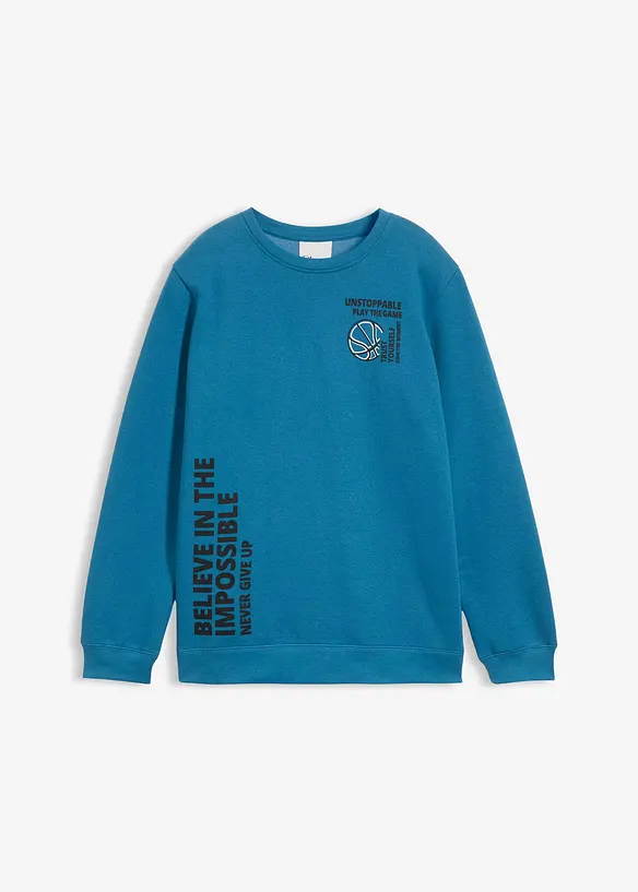 Sweatshirt aus weichem Baumwoll-Mix in blau von vorne - bonprix