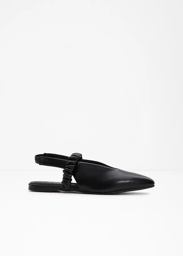 Sling-Ballerinas mit Raffung in schwarz - bonprix