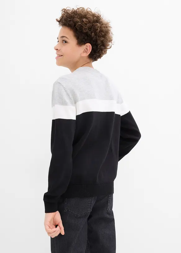 Feinstrickpullover aus reiner Baumwolle in schwarz von hinten (im Anschnitt) - bonprix