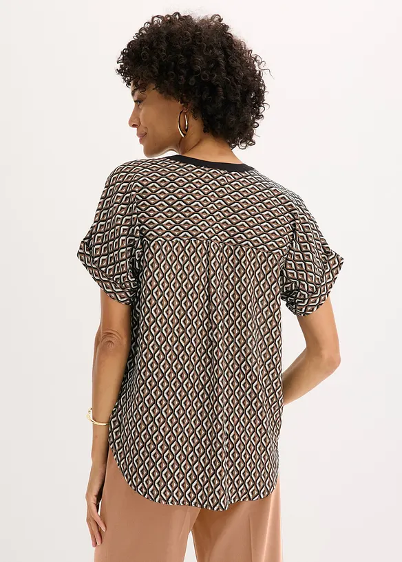 Oversize-Bluse aus fließendem Chiffon in braun von hinten (im Anschnitt) - bonprix