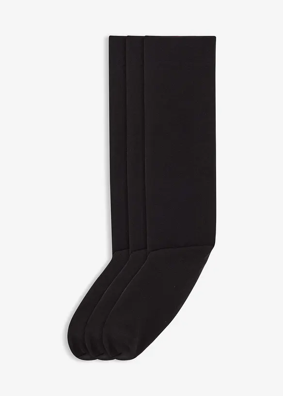 Thermo Kniestrümpfe in Feinstrumpfqualität 120 DEN (3er Pack) in schwarz von vorne - bonprix