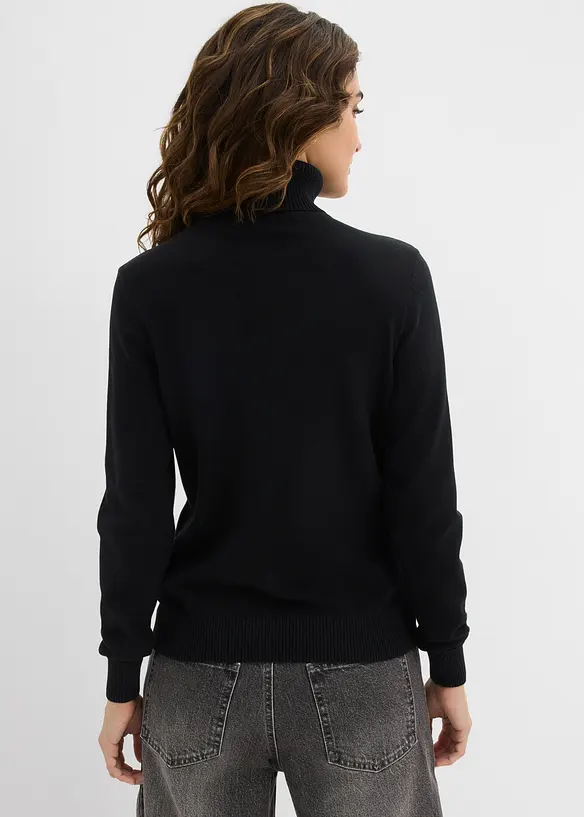 Rollkragenpullover in schwarz von hinten (im Anschnitt) - bonprix