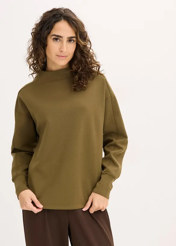 Oversize Sweatshirt aus weichem Scuba in grün von vorne (im Anschnitt) - bonprix Oversize Sweatshirt aus weichem Scuba in grün von vorne (im Anschnitt) - bonprix