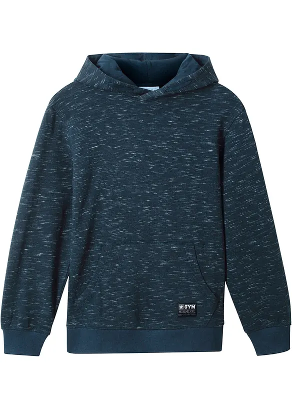 Hoodie aus weichem Baumwoll-Mix in blau von vorne - bonprix