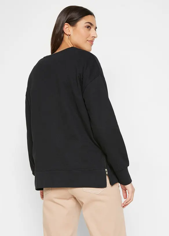 Sweatshirt aus Baumwoll-Mix in schwarz von hinten (im Anschnitt) - bonprix Sweatshirt aus Baumwoll-Mix in schwarz von hinten (im Anschnitt) - bonprix