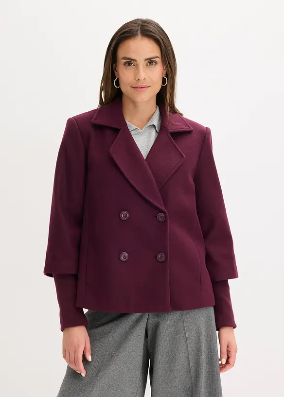 Cabanjacke mit Strickärmeln in rot von vorne (im Anschnitt) - bonprix