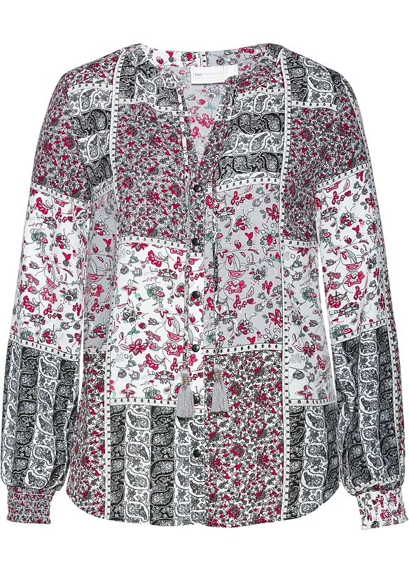 Bluse bedruckt in weiß von vorne - bonprix