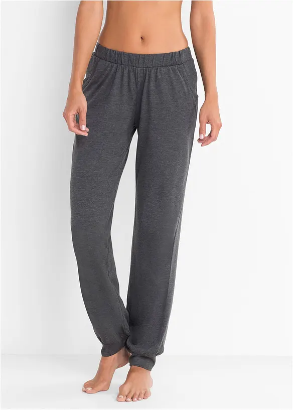 Lange Pyjamahose (2er Pack) in grau von vorne - bonprix