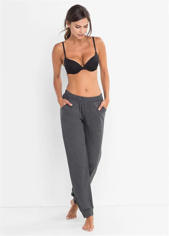 Lange Pyjamahose (2er Pack) in grau im Look von vorne (Totalaufnahme) - bonprix