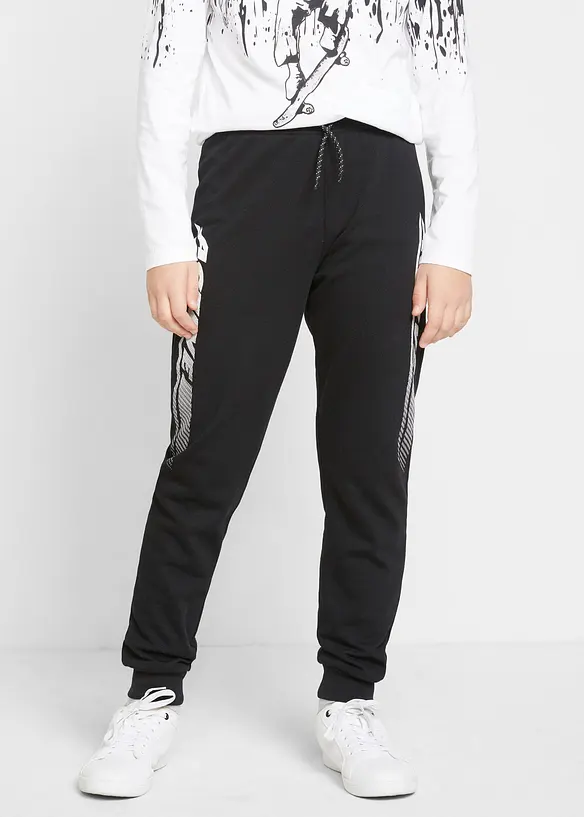 Jogginghose aus weichem Baumwoll-Mix in schwarz von vorne - bonprix