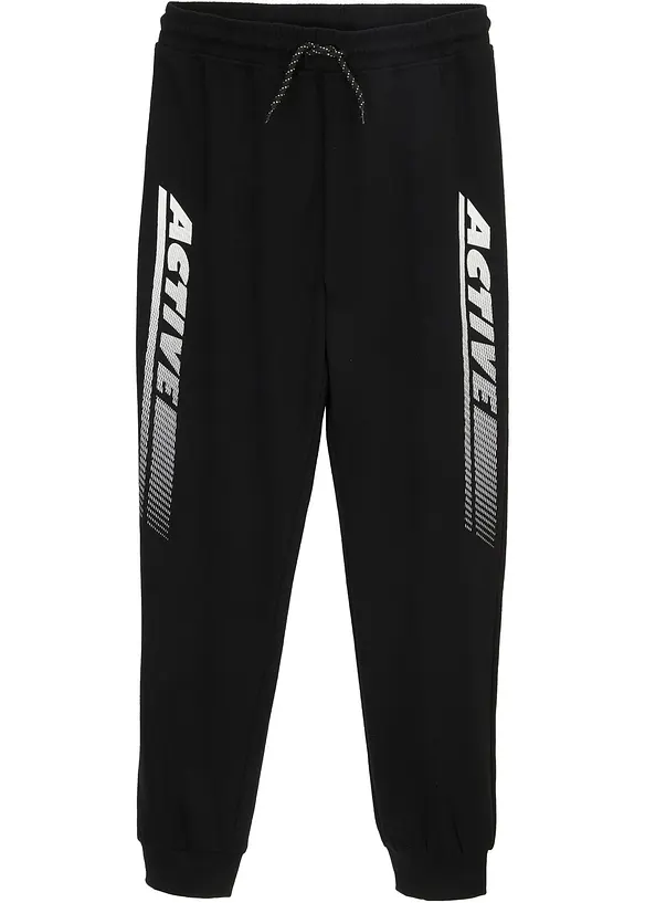 Jogginghose aus weichem Baumwoll-Mix in schwarz von vorne - bonprix