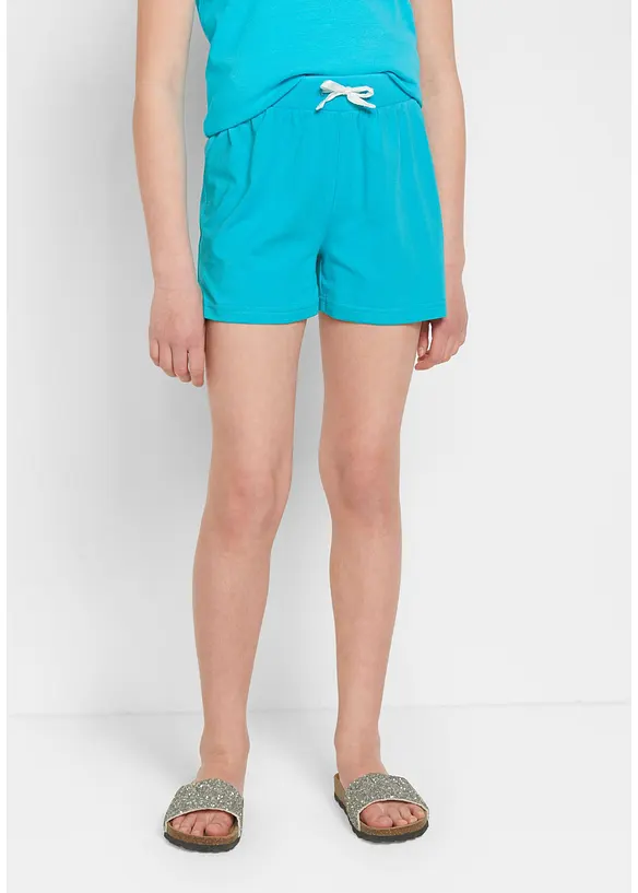 Jersey-Shorts aus reiner Bio-Baumwolle (3er Pack) in blau von vorne - bonprix