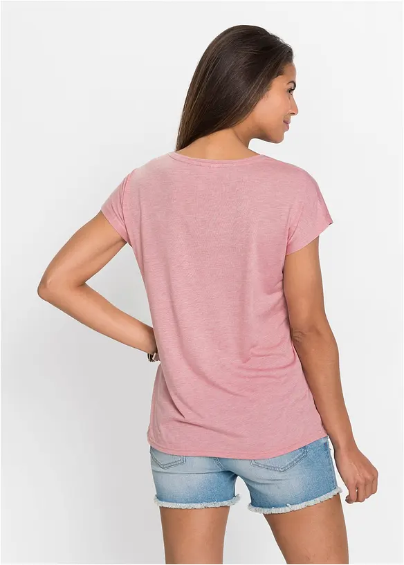 T-Shirt mit Glitzerdruck in rosa von hinten (im Anschnitt) - bonprix