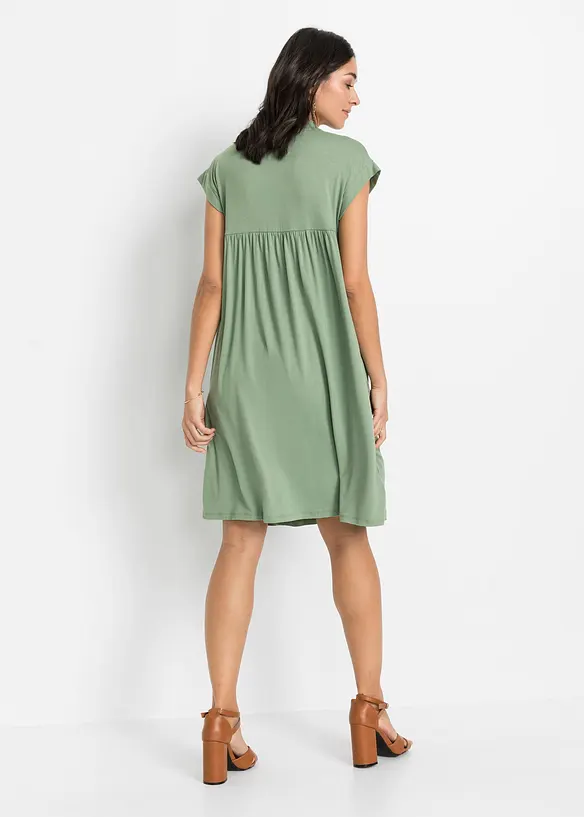 Tunika-Kleid aus softem Viskose-Mix in grün von hinten (Totalaufnahme) - bonprix
