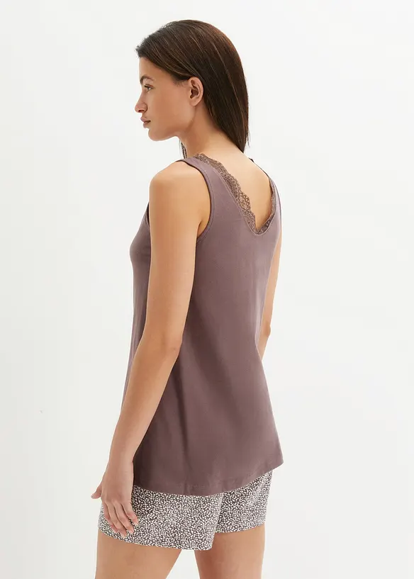 Shorty mit feiner Spitze in lila von hinten (Totalaufnahme) - bonprix