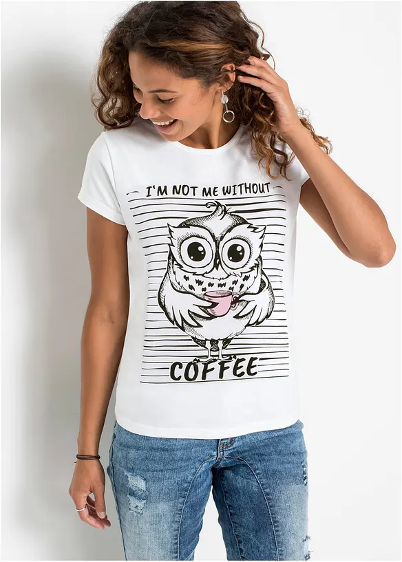 Bedrucktes T-Shirt in weiß von vorne (im Anschnitt) - bonprix