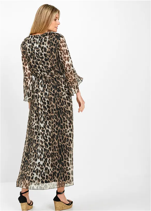 Maxikleid mit Leo-Druck in beige von hinten (Totalaufnahme) - bonprix Maxikleid mit Leo-Druck in beige von hinten (Totalaufnahme) - bonprix