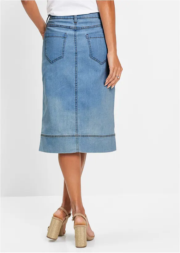 Jeansrock mit Knöpfen in blau von hinten - bonprix
