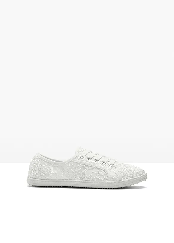 Sneaker mit Spitze in weiß von vorne - bonprix