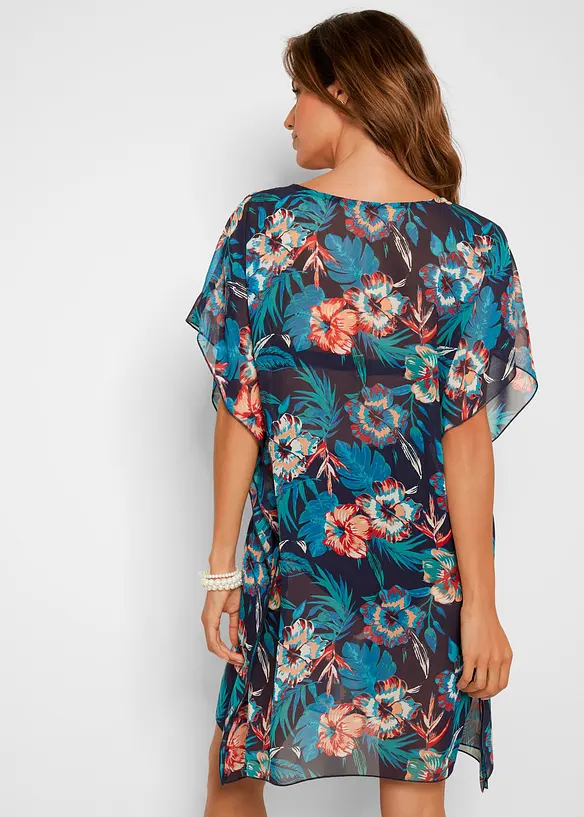 Lange Strandtunika aus leichtem Chiffon in blau von hinten (im Anschnitt) - bonprix Lange Strandtunika aus leichtem Chiffon in blau von hinten (im Anschnitt) - bonprix