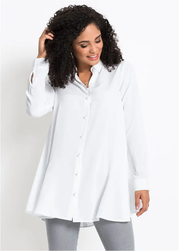 Bluse aus reiner Viskose in weiß von vorne (im Anschnitt) - bonprix