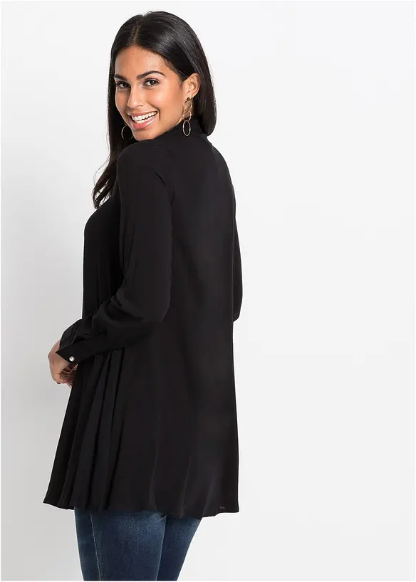 Bluse aus reiner Viskose in schwarz von hinten (im Anschnitt) - bonprix