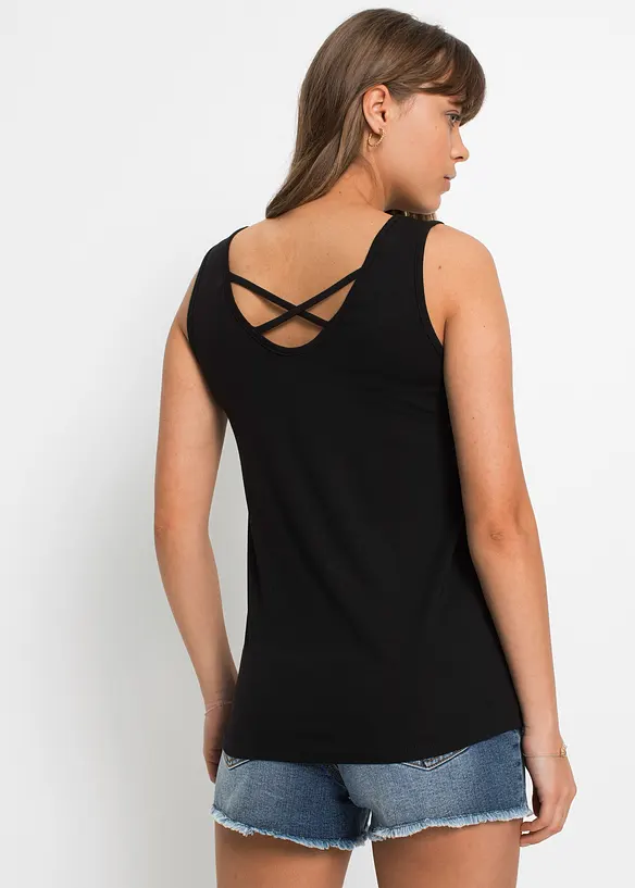 Top aus elastischem Viskose-Mix in schwarz von hinten (im Anschnitt) - bonprix Top aus elastischem Viskose-Mix in schwarz von hinten (im Anschnitt) - bonprix