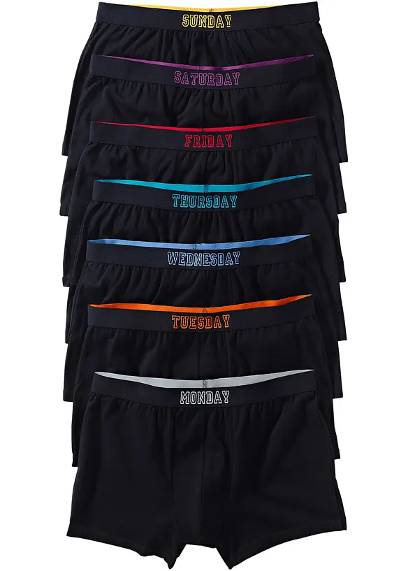 Boxershorts eng mit Baumwolle (7er Pack) in schwarz von vorne - bonprix