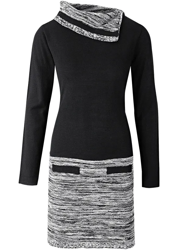 Strickkleid in schwarz von vorne - bonprix