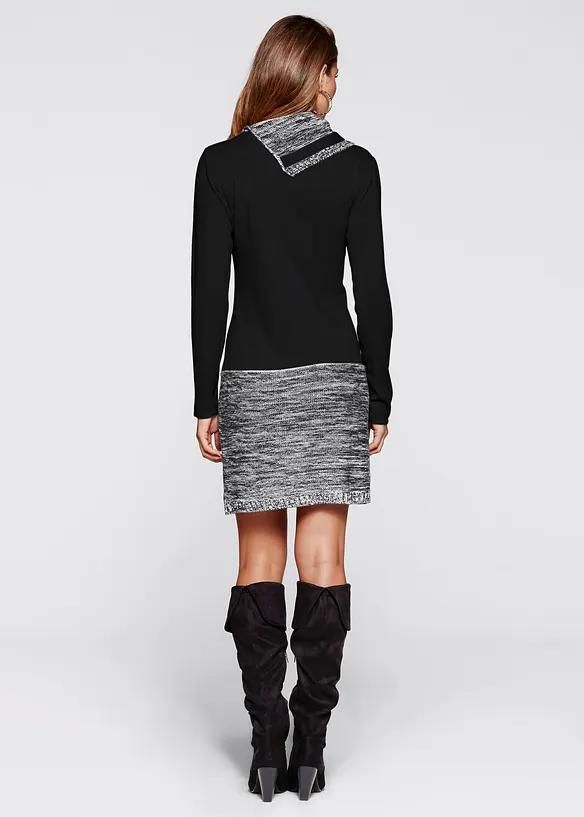 Strickkleid in schwarz von hinten (Totalaufnahme) - bonprix