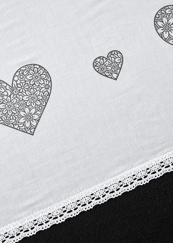 Bio Baumwoll Scheibengardine mit Herz Druck in weiß (Detailaufnahme) - bonprix