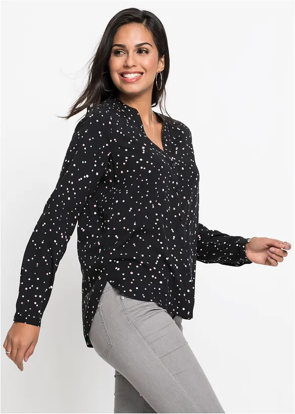 Bluse aus reiner Viskose in schwarz von vorne (im Anschnitt) - bonprix