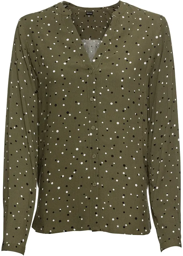 Bluse aus reiner Viskose in grün von vorne - bonprix