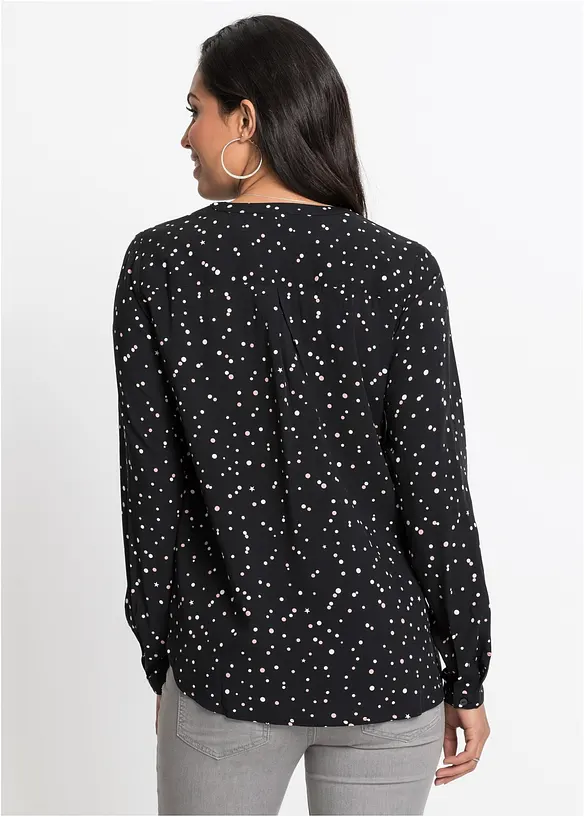 Bluse aus reiner Viskose in schwarz von hinten (im Anschnitt) - bonprix